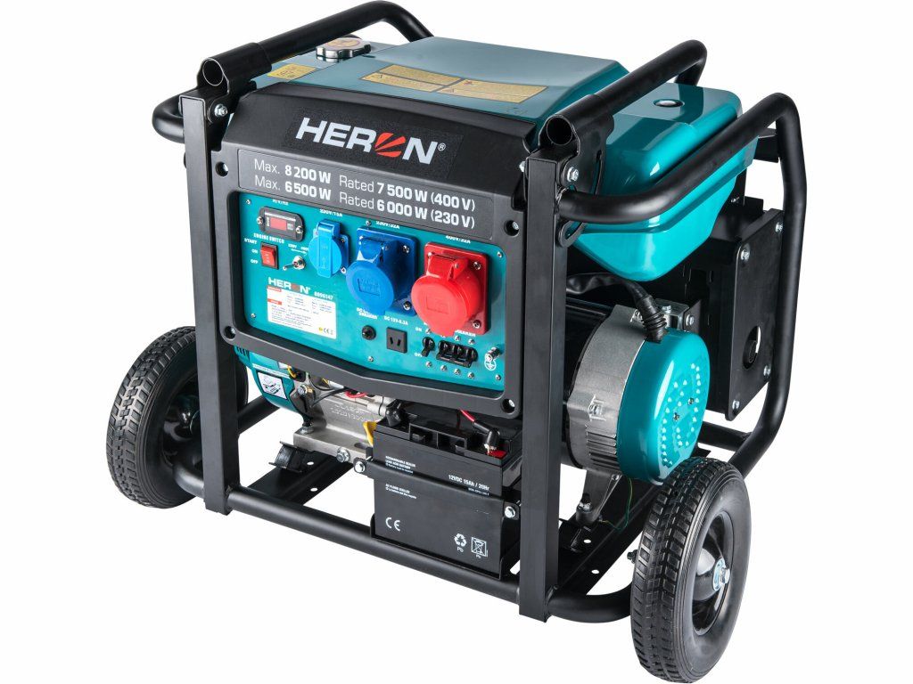 Trojfázová benzínová elektrocentrála HERON 8896147 8,2kW s elektrickým štartom a 400V 32A zásuvkou