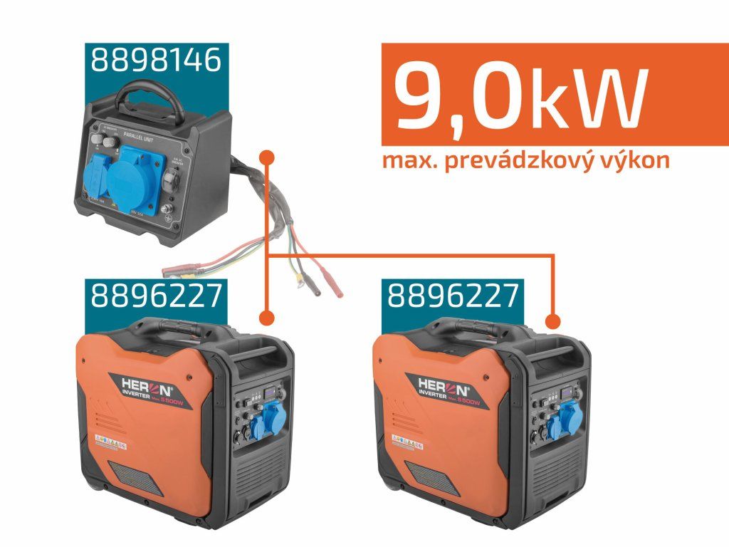 Tichá invertorová benzínová elektrocentrála HERON 8896227 5,5kW s elektrickým štartom a diaľkovým ovládaním