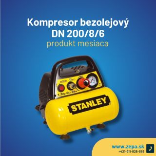 🛠 Produkt mesiaca august: STANLEY - Kompresor DN 200/8/6 🛠 Hľadáte kompaktný a spoľahlivý kompresor na domáce a hobby...